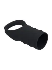 ANEL PARA O PÉNIS EM SILICONE COM MANGA ESTRIADA PRETO LEVELZ 