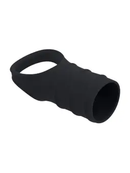 ANEL PARA O PÉNIS EM SILICONE COM MANGA ESTRIADA PRETO LEVELZ 