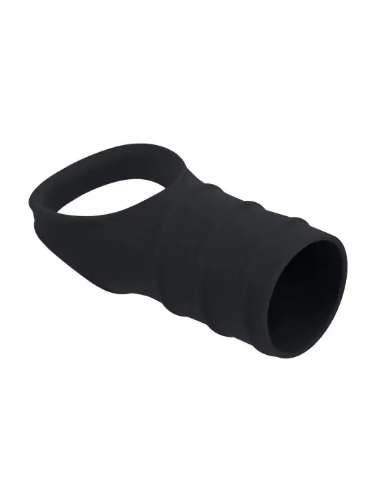 ANEL PARA O PÉNIS EM SILICONE COM MANGA ESTRIADA PRETO LEVELZ 