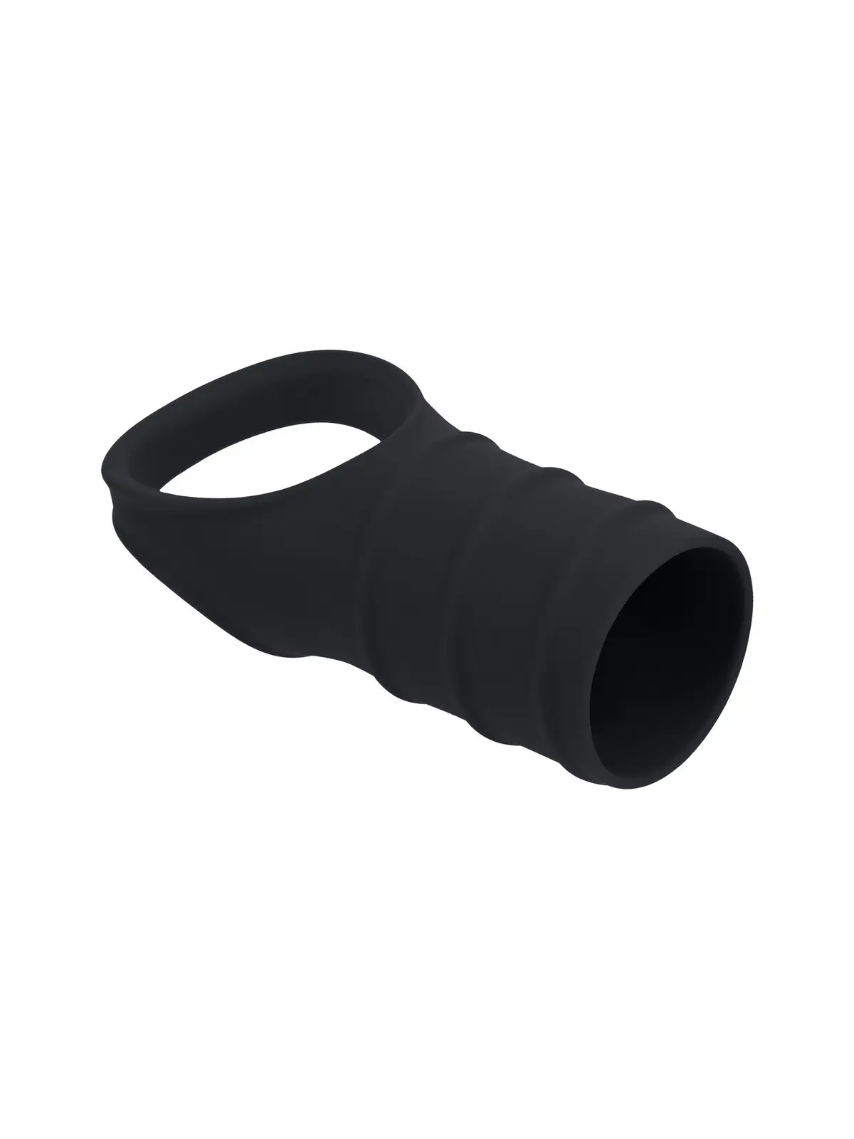 ANEL PARA O PÉNIS EM SILICONE COM MANGA ESTRIADA PRETO LEVELZ 