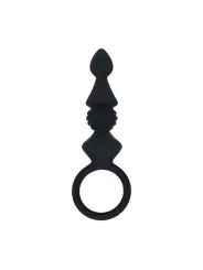 SONDA ANAL EM SILICONE COM ESTRIAS COM ASA PRETO LEVELZ 