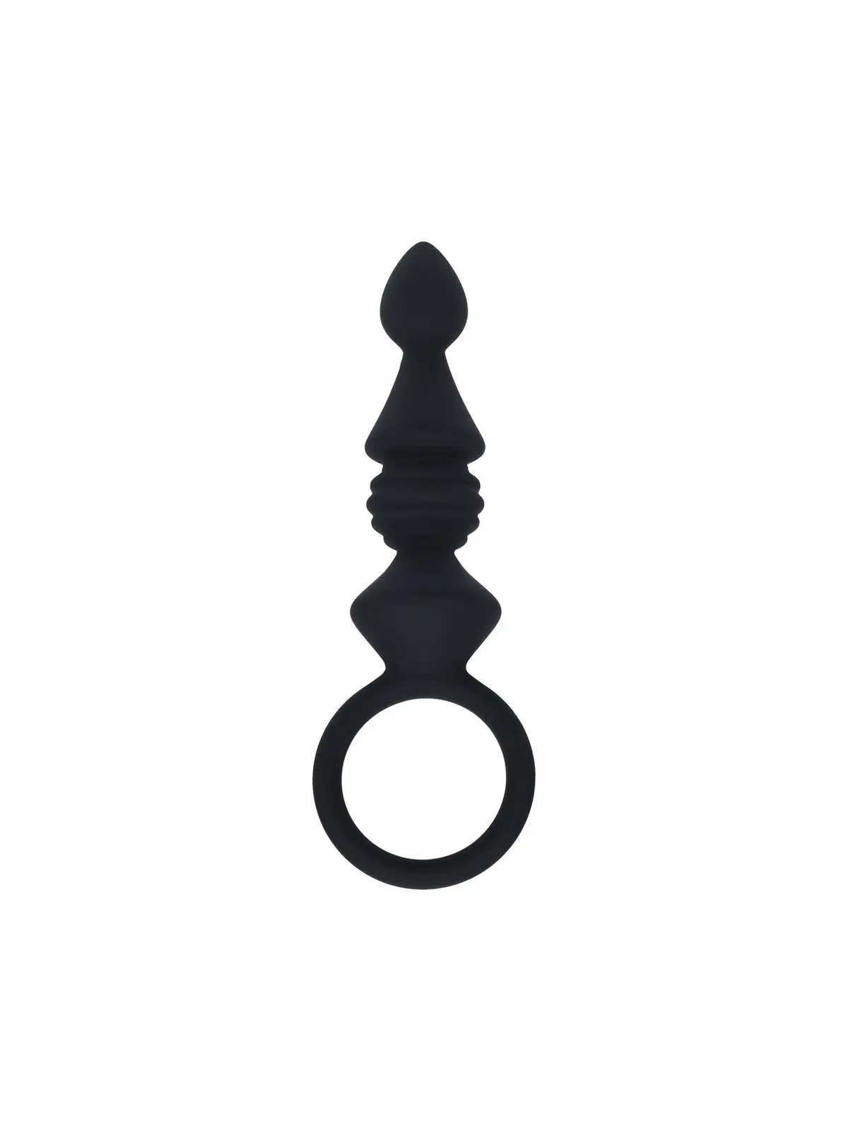 SONDA ANAL EM SILICONE COM ESTRIAS COM ASA PRETO LEVELZ 