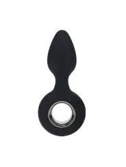 PLUG ANAL DE SILICONE COM VIBRAÇÃO E ALÇA PRETO LEVELZ 