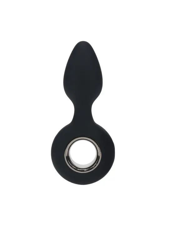 PLUG ANAL DE SILICONE COM VIBRAÇÃO E ALÇA PRETO LEVELZ 