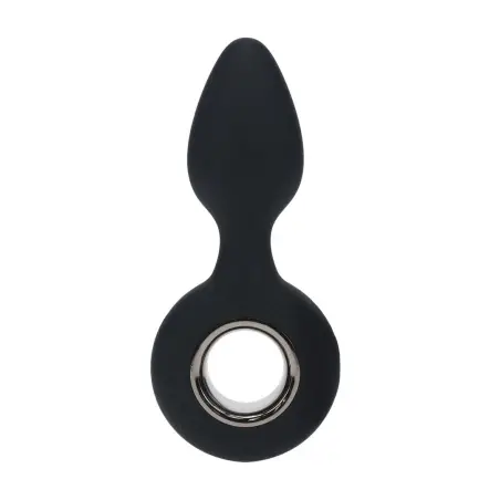 PLUG ANAL DE SILICONE COM VIBRAÇÃO E ALÇA PRETO LEVELZ 