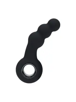 ESTIMULADOR DE PRÓSTATA EM SILICONE VIBRATÓRIO COM PÉROLAS E ALÇA PRETO LEVELZ 