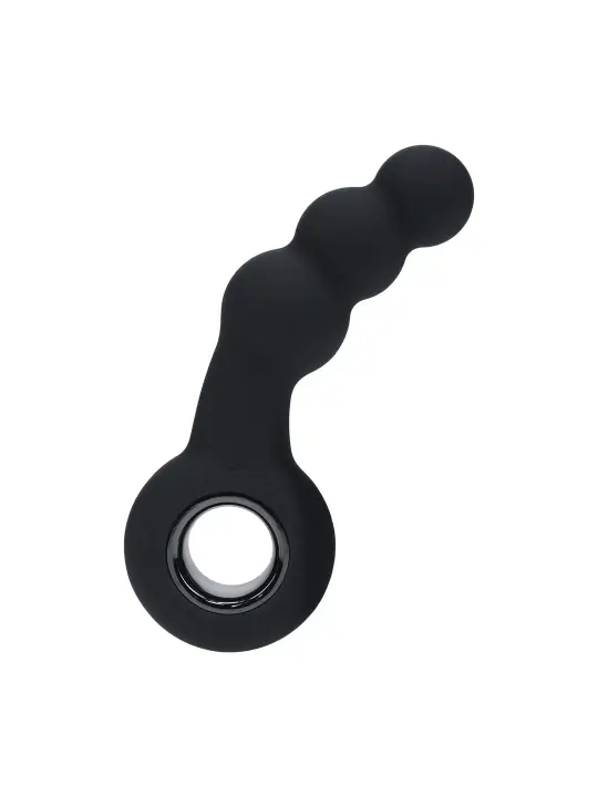 ESTIMULADOR DE PRÓSTATA EM SILICONE VIBRATÓRIO COM PÉROLAS E ALÇA PRETO LEVELZ 