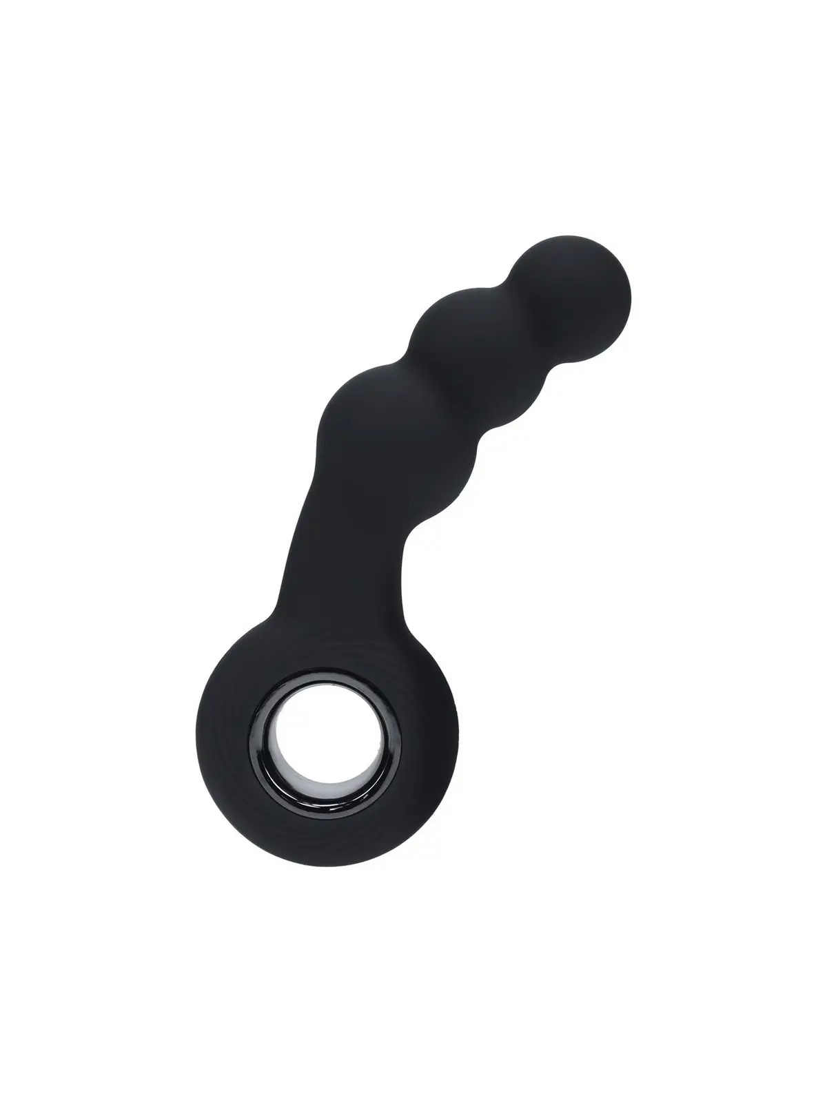 ESTIMULADOR DE PRÓSTATA EM SILICONE VIBRATÓRIO COM PÉROLAS E ALÇA PRETO LEVELZ 