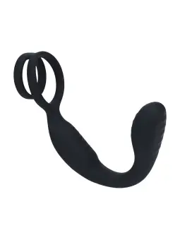 ESTIMULADOR DE PRÓSTATA COM VIBRAÇÃO E ANEL PARA O PÉNIS E TESTÍCULOS PRETO LEVELZ 