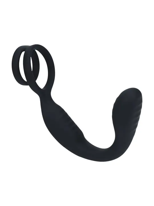 ESTIMULADOR DE PRÓSTATA COM VIBRAÇÃO E ANEL PARA O PÉNIS E TESTÍCULOS PRETO LEVELZ 