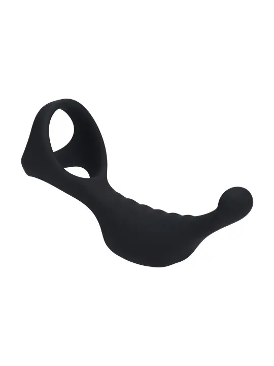 ESTIMULADOR DE PRÓSTATA VIBRATÓRIO EM SILICONE COM ANEL PARA O PÉNIS TRI O PRETO LEVELZ