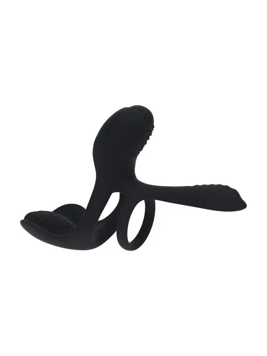 ANEL PARA O PÉNIS EM SILICONE COM VIBRAÇÃO E TRIPLO MOTOR PRETO LEVELZ