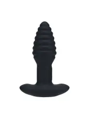 PLUG ANAL VIBRATÓRIO COM ESTRIAS EM SILICONE COM ROTAÇÃO E COMANDO LEVELZ 