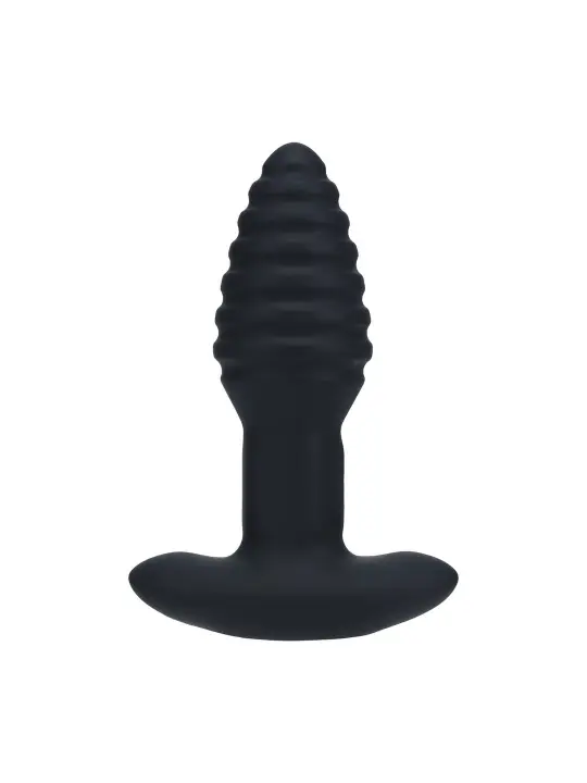 PLUG ANAL VIBRATÓRIO COM ESTRIAS EM SILICONE COM ROTAÇÃO E COMANDO LEVELZ 