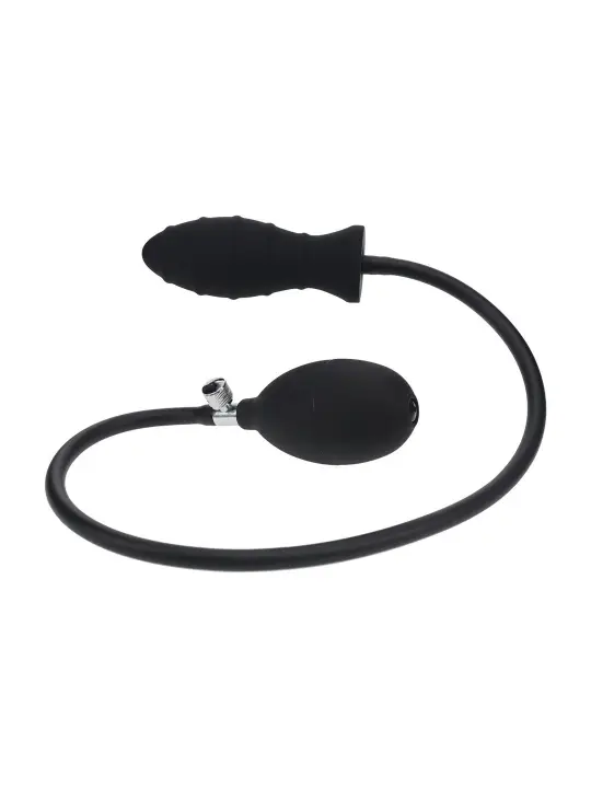 PLUG ANAL DE SILICONE INSUFLÁVEL COM ESTRIAS PRETO LEVELZ 