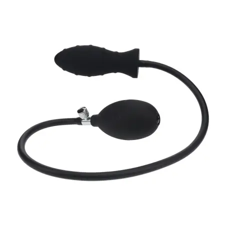 PLUG ANAL DE SILICONE INSUFLÁVEL COM ESTRIAS PRETO LEVELZ 