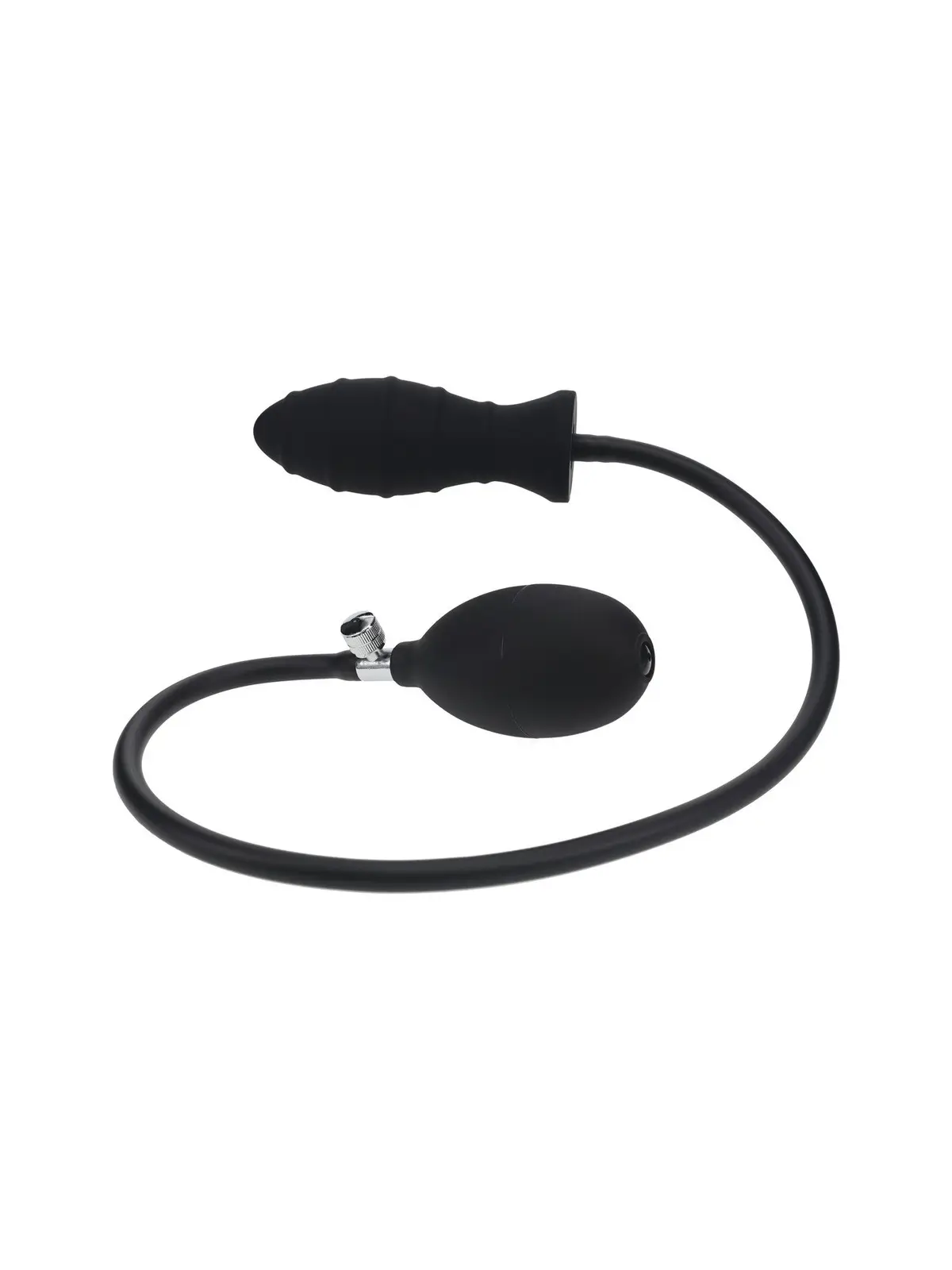 PLUG ANAL DE SILICONE INSUFLÁVEL COM ESTRIAS PRETO LEVELZ 