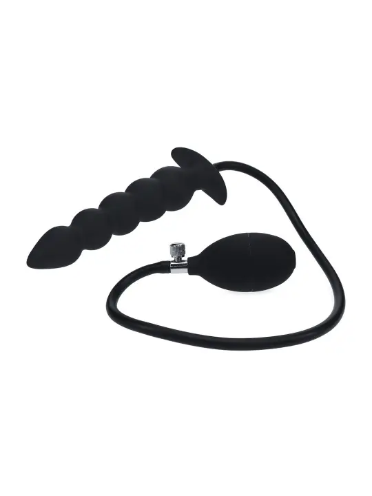 PLUG ANAL DE SIICONE INSUFLÁVEL COM PÉROLAS PRETO LEVELZ
