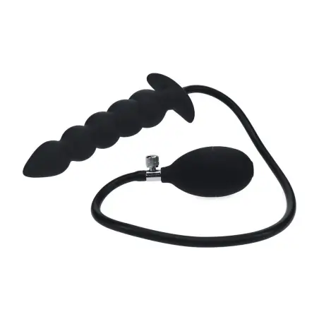PLUG ANAL DE SIICONE INSUFLÁVEL COM PÉROLAS PRETO LEVELZ