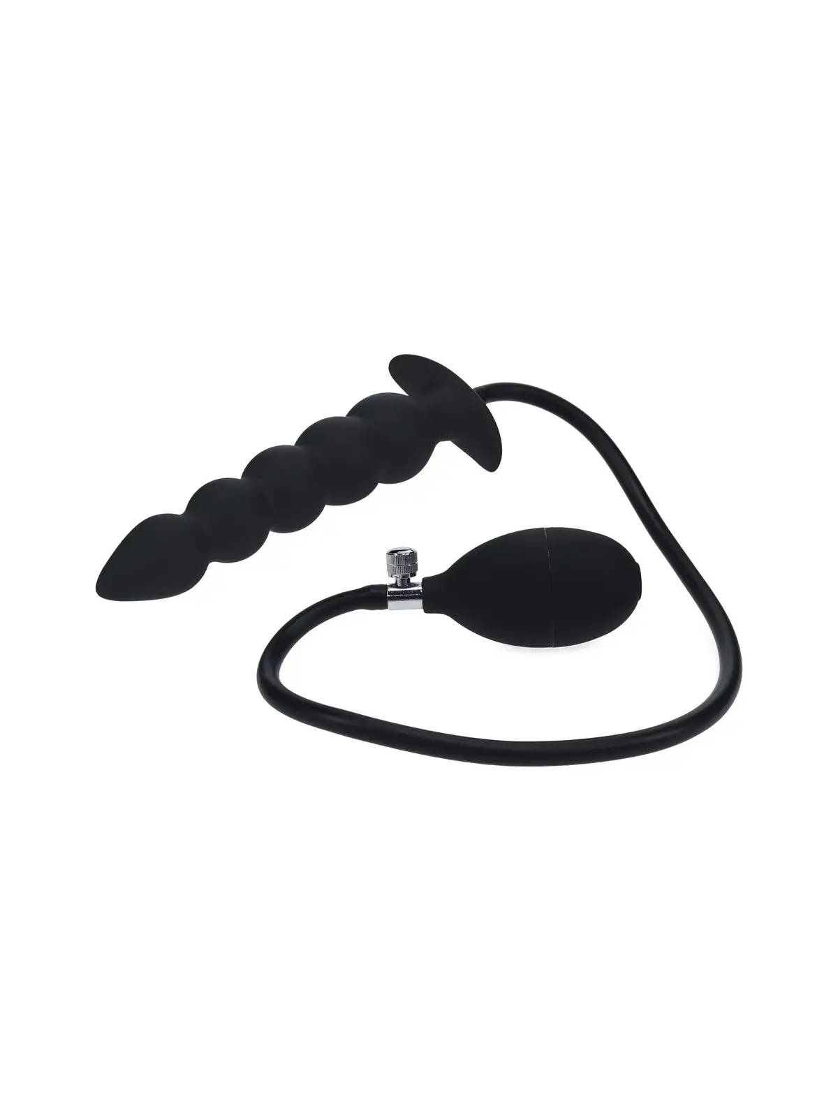 PLUG ANAL DE SIICONE INSUFLÁVEL COM PÉROLAS PRETO LEVELZ