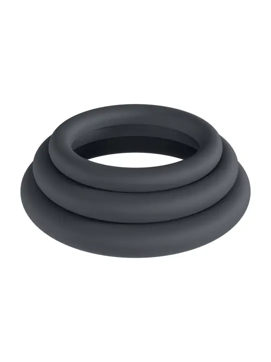 CONJUNTO DE 3 ANÉIS CLÁSSICOS PARA O PÉNIS XS/S/M PRETO LEVELZ