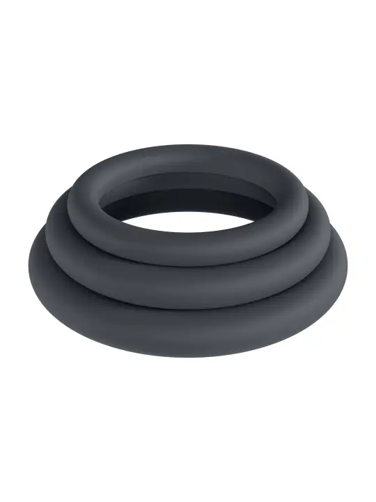 CONJUNTO DE 3 ANÉIS CLÁSSICOS PARA O PÉNIS L/XL/XXL PRETO LEVELZ