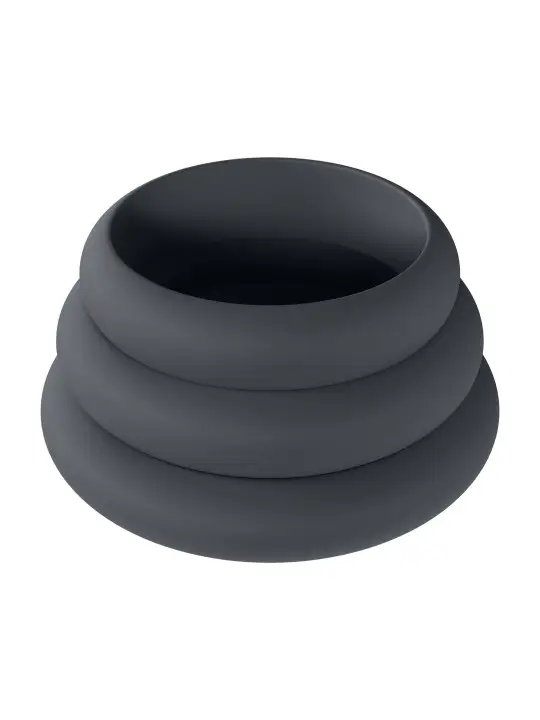 CONJUNTO DE 3 ANÉIS EM SILICONE PARA O PÉNIS WIDE O S/M/L PRETO LEVELZ