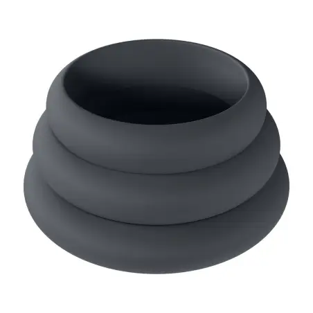 CONJUNTO DE 3 ANÉIS EM SILICONE PARA O PÉNIS WIDE O S/M/L PRETO LEVELZ