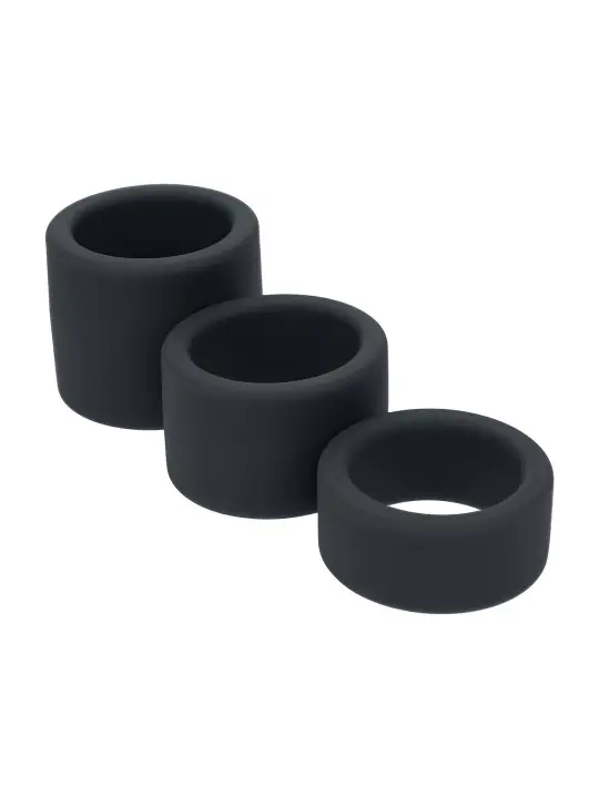 CONJUNTO DE 3 EXTENSORES PARA TESTÍCULOS EM SILICONE LIQUÍDO S/M/L PRETO LEVELZ