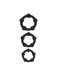 CONJUNTO DE 3 ANÉIS PARA O PÉNIS EM SILICONE COM PÉROLAS S/M/L PRETO LEVELZ