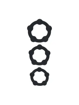 CONJUNTO DE 3 ANÉIS PARA O PÉNIS EM SILICONE COM PÉROLAS S/M/L PRETO LEVELZ