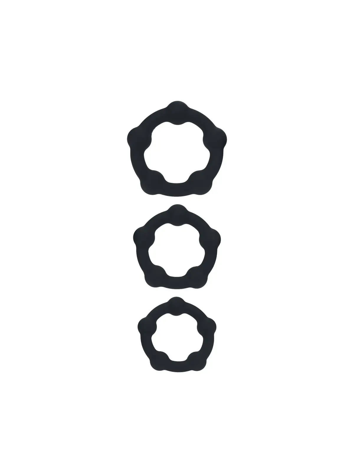 CONJUNTO DE 3 ANÉIS PARA O PÉNIS EM SILICONE COM PÉROLAS S/M/L PRETO LEVELZ