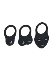 CONJUNTO DE 3 ANÉIS EM SILICONE PARA O PÉNIS COM PESOS S/M/L PRETO LEVELZ