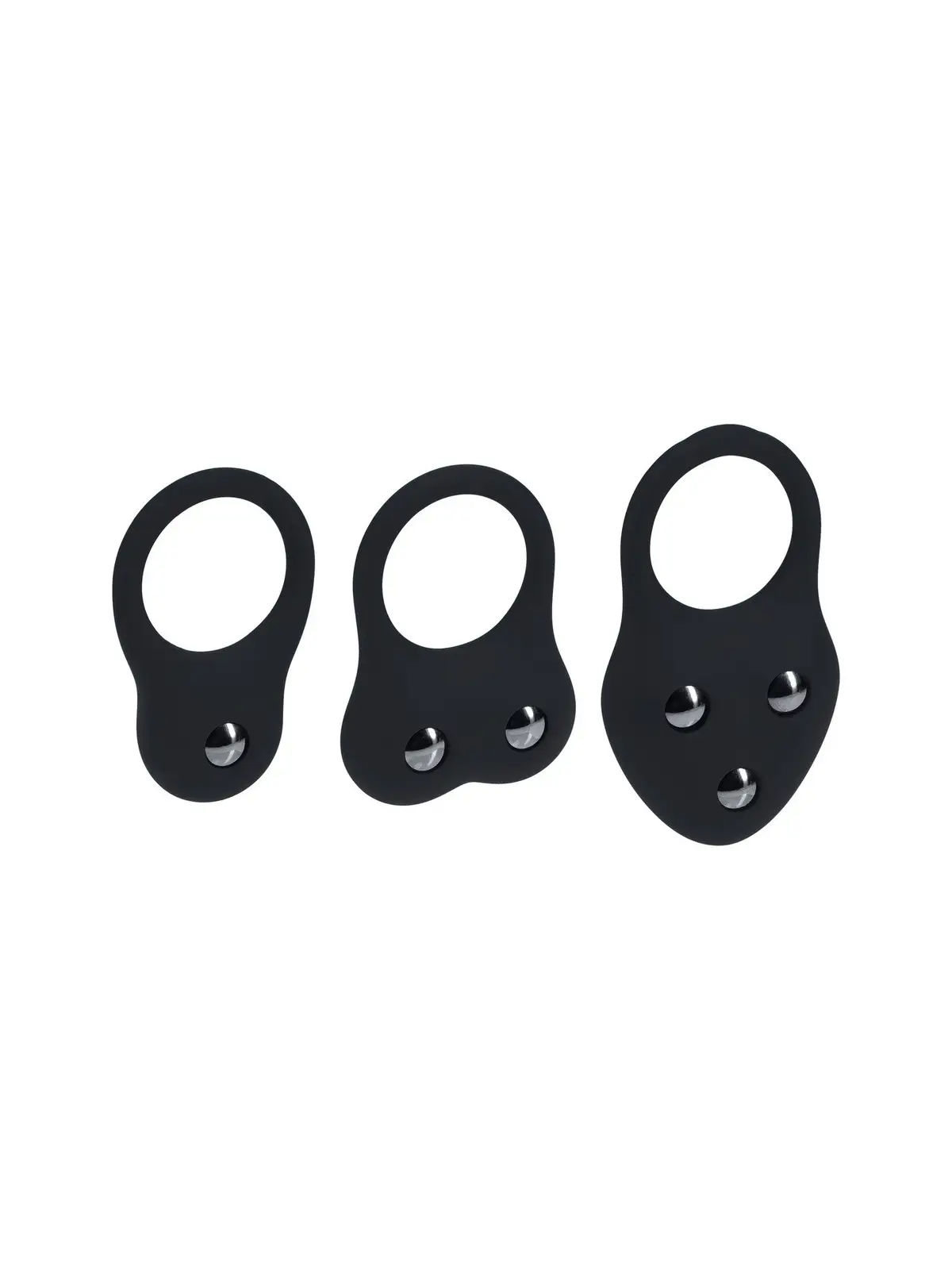 CONJUNTO DE 3 ANÉIS EM SILICONE PARA O PÉNIS COM PESOS S/M/L PRETO LEVELZ
