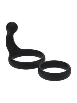 ANEL DUPLO DE SILICONE COM ESTIMULADOR DE PERÍNEO PRETO