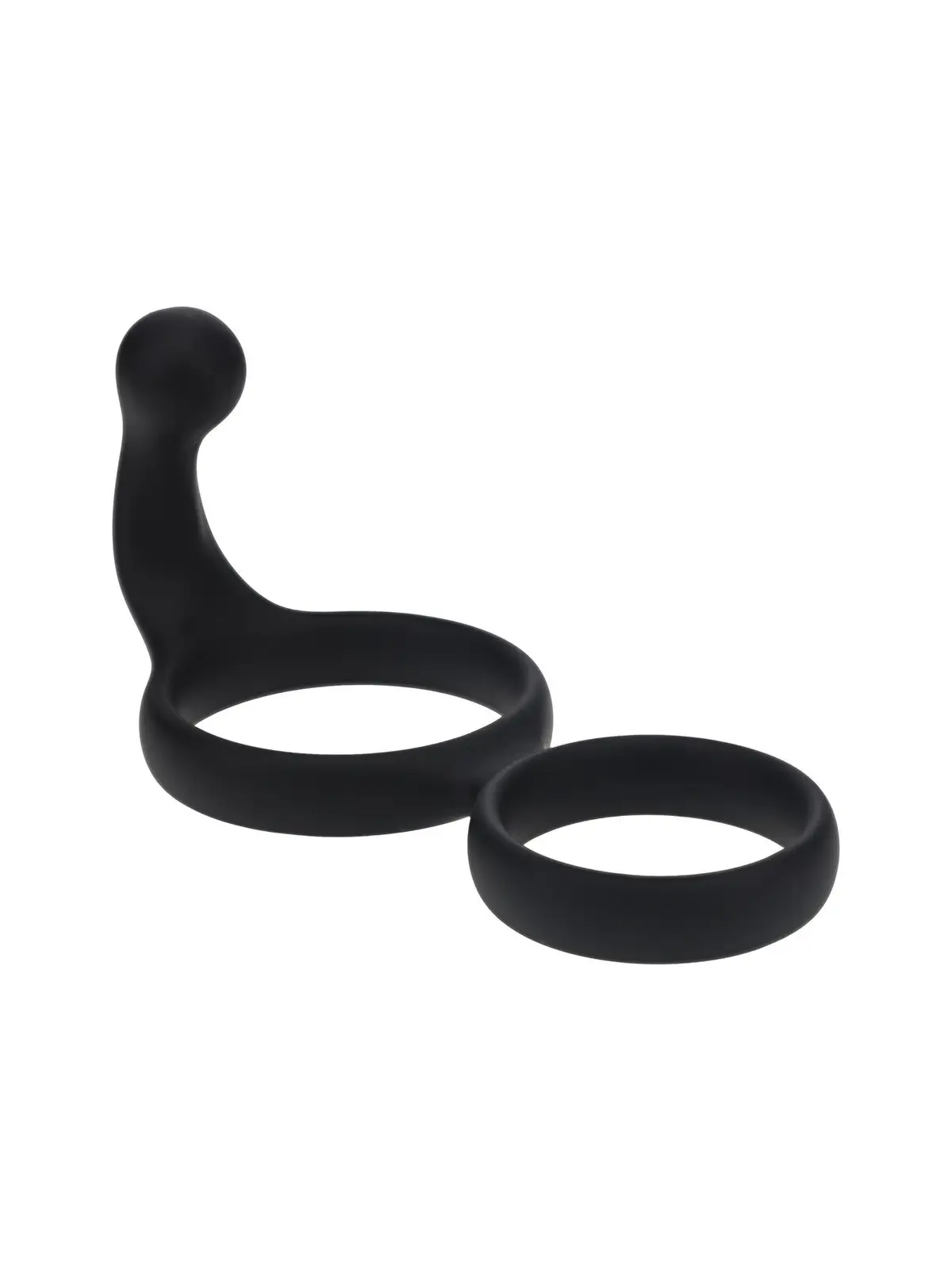 ANEL DUPLO DE SILICONE COM ESTIMULADOR DE PERÍNEO PRETO