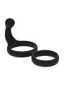 ANEL DUPLO DE SILICONE COM ESTIMULADOR DE PERÍNEO PRETO