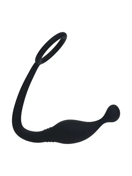 ESTIMULADOR DE PRÓSTATA COM ANEL DE SILICONE S PRETO LEVELZ