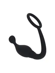 ESTIMULADOR DE PRÓSTATA COM ANEL DE SILICONE L PRETO LEVELZ