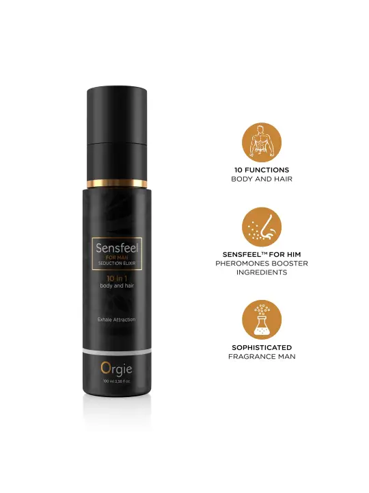 LOÇÃO 10 EM 1 PARA CORPO E CABELO COM FEROMONAS SENSFEEL FOR MAN 100ML ORGIE