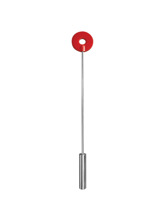 CHIBATA OUCH! LEATHER CIRCLE TIPPED METAL CROP VERMELHA