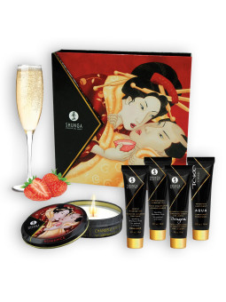 CONJUNTO SHUNGA SEGREDOS DE GEISHA MORANGO E CHAMPANHE
