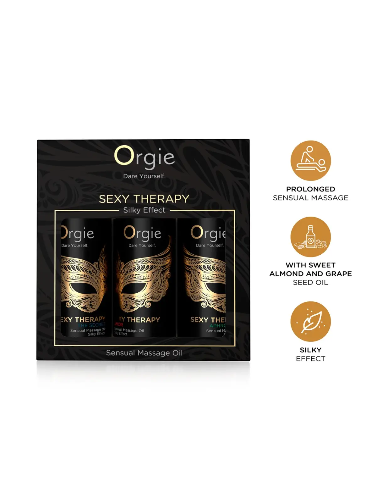 CONJUNTO DE ÓLEOS DE MASSAGEM SEXY THERAPY SENSUAL MINI SIZE 3X30ML ORGIE