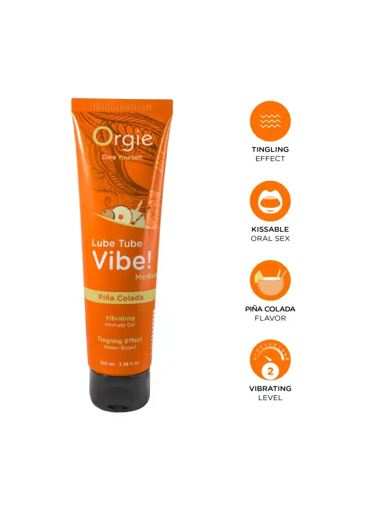 LUBRIFICANTE LUBE TUBE VIBE! PIÑA COLADA MÉDIA INTENSIDADE ORGIE 100ML