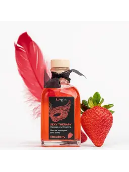 KIT DE MASSAGEM BEIJÁVEL SEXY THERAPY MORANGO ORGIE 100ML