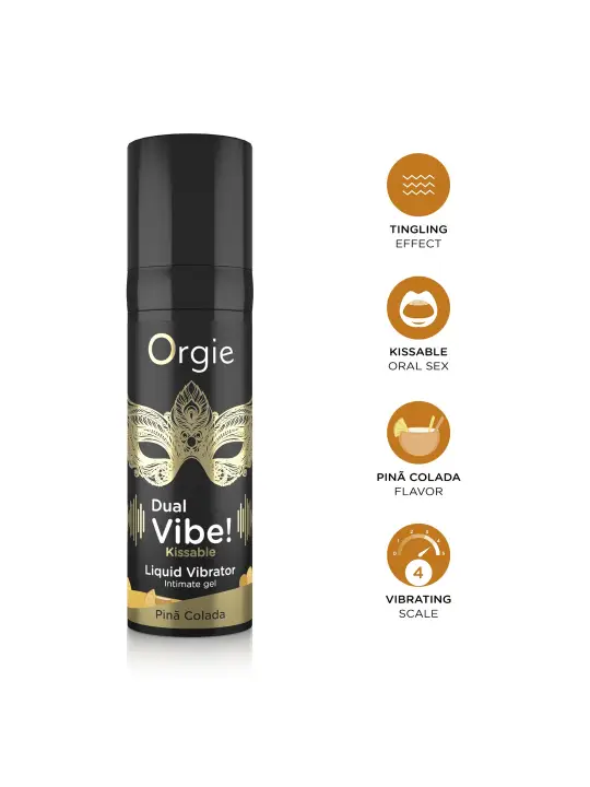 VIBRADOR LÍQUIDO COM SABOR A PIÑA COLADA DUAL VIBE 15ML ORGIE