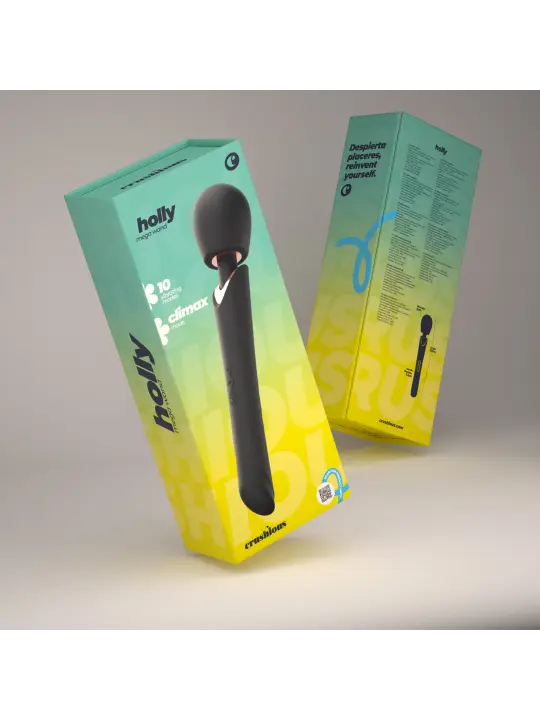 HOLLY MASSAJADOR VARINHA RECARREGÁVEL PRETO CRUSHIOUS