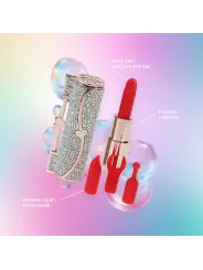 VIBRADOR COM 4 ACESSÓRIOS SPARKLE LIPSTICK IRIDESCENT LOVELINE