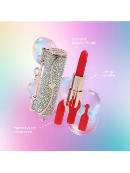 VIBRADOR COM 4 ACESSÓRIOS SPARKLE LIPSTICK IRIDESCENT LOVELINE