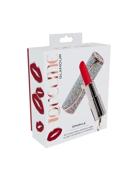VIBRADOR COM 4 ACESSÓRIOS SPARKLE LIPSTICK IRIDESCENT LOVELINE